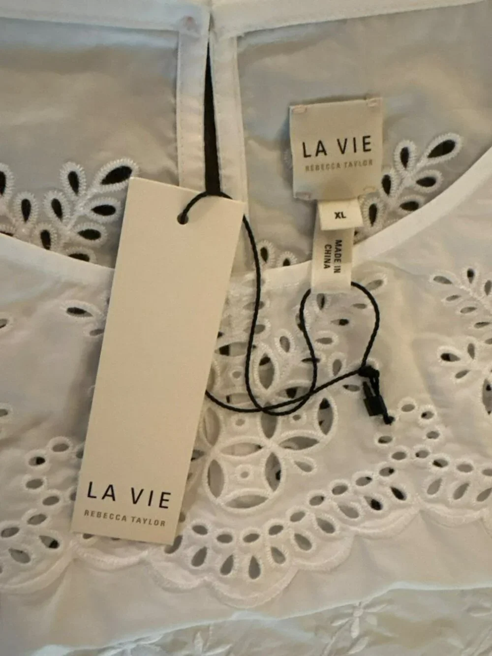 NWT La Vie Rebecca Taylor Embroidered Eyelet Cotton Poplin Blouse Size XL - Picture 3 of 8
